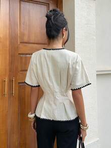 Women Blouses & Shirts - 杏色 - 查看 2