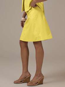 MUSERA Low Rise Button Front Midi Skirt Spring Summer Cute Cosy Cottage Core Y2k Spring Dew Casual - Yellow - View 4