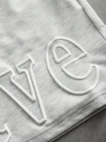 STYNVO 男士春夏季時尚圓領短袖字母泡棉印花寬鬆T恤與短褲套裝，適合日常休閒、旅行、度假，柔軟舒適，假日穿搭 - 淺灰色 - 查看 6