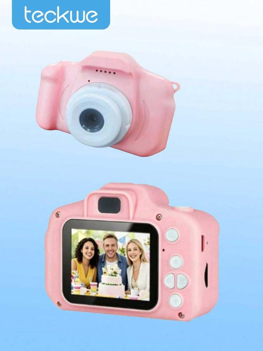Teckwe Cámara digital de alta definición 1080P, pantalla IPS de 2 pulgadas, función de grabación de fotogramas, linda y portátil, regalo ideal para Año Nuevo, cumpleaños o fotografía de festivales; no incluye tarjeta de memoria ni cable de carga USB, con batería incorporada de 400mAh. - Ver 1
