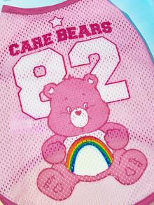 SHEIN X Care Bears 1件可愛卡通印花寵物背心，運動背心，貓狗通用，尺寸XXS至XXXXXL，特小號至特大號，護理熊、愛心熊、憤怒熊、分享熊、彩虹熊 - 粉色 - 查看 2