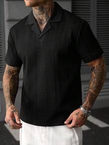 SLATEMANN Men's Solid Color Minimalist Casual Fashion Daily Versatile Short Sleeve Polo Shirt - Black - View 3