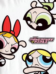 THE POWERPUFF GIRLS X SHEIN Tween Girl Cartoon Print Short Sleeve T-Shirt - White - View 5