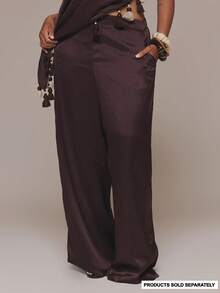 MUSERA Curve Brown Low Rise Straight Fit Pants Trousers Only Spring Summer Vacation Holiday Elegant Evening Sexy Un Roma - Olive Green - View 2