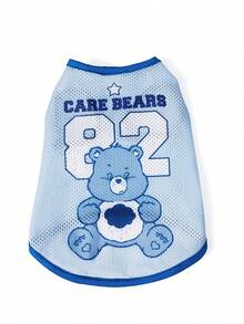 SHEIN X Care Bears 1件可愛卡通印花寵物背心，運動背心，貓狗通用，尺寸XXS至XXXXXL，特小號至特大號，護理熊、愛心熊、憤怒熊、分享熊、彩虹熊 - 淺藍色 - 查看 5