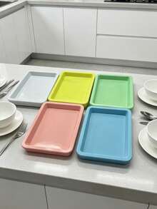 50 Brand-New Plastic Art Trays, 5-Color Sensory Activity Trays, Sand Trays, Handicrafts Classification Trays, DIY Painting And Beading Trays, Household Items, Dimensions: 9.64*7.28*0.9 Inches, Multi-Purpose Art Classification Trays, Plastic Material, Highly Suitable For Painting, Beading, DIY Projects And Classroom Use. - Multicolor - View 5