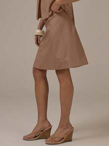 MUSERA Low Rise Button Front Midi Skirt Spring Summer Cute Cosy Cottage Core Y2k Spring Dew Casual - Brown - View 4