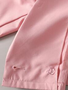 SHEIN Tween Girl Tween Girl Tween Girl Back To School Outfit, Fitted Pink Patchwork Long Sleeve Collared Vintage Preppy Exquisite Jacket Set, Casual Preppy Style - Pink - View 15
