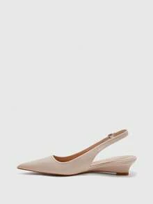 CUCCOO BIZCHIC Sepatu Wanita Musim Semi Musim Panas Nyaman Ujung Lancip Tumit Rendah Belakang Gesper Kosong Sepatu Datar Wanita Sepatu Harian untuk Komuter Kencan - Aprikot B - View 4