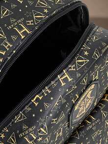 Harry Potter | ROMWE Harry Potter Retro Ladies Fashion Backpack, Lightweight Mini Durable Compact Backpack, Suitable For Back To School And Travel - black gold - View 6