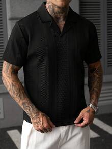 SLATEMANN Men's Solid Color Minimalist Casual Fashion Daily Versatile Short Sleeve Polo Shirt - Black - View 5
