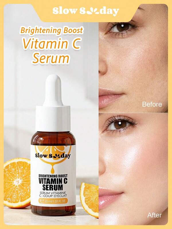 SlowSunday Brightening Boost Vitamin C Serum, Brightens & Evens Skin Tone, Deep Moisture Boost, Antioxidant, With Vitamin C Derivative & Niacinamide & Sodium Hyaluronate, For A Natural, Radiant Glow, Korean Skincare, Perfect For Summer