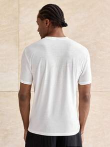 ESTAVOR Kaos Pria Lengan Pendek Kerah 1/4 Warna Polos Modis dan Serbaguna - Putih - View 3