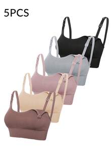 Moonlight&Mama Bra Menyusui Wanita 2026 Tanpa Jahitan Berkualitas Tinggi Tanpa Kawat Nyaman dengan Klip yang Dapat Dilepas 5pcs/Set - MultiWarna - View 4