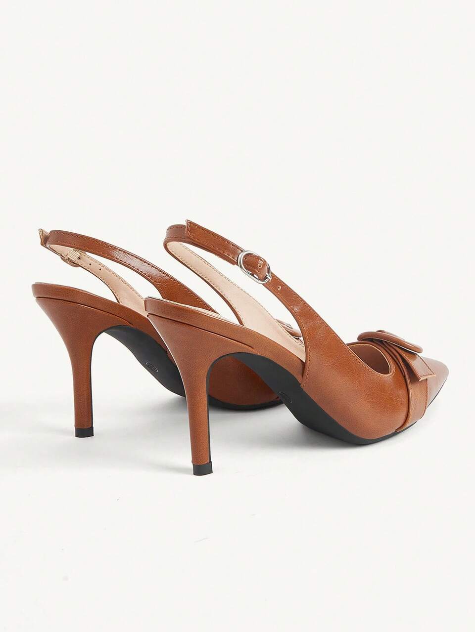CUCCOO CHICEST Retro Orange Round Buckle Pointed Back Empty Stilettos, French Retro Elegant Style, Suitable For Light And Mature Women Who Like Retro Clothes, Suitable For Afternoon Tea, Retro Dating, Niche Pie And Other Romantic Occasions