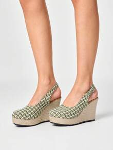ROMWE Fairycore Zapatos de plataforma & cuña sin cordones para mujer, punta afilada con decoración de hebilla, adecuados para la temporada de vacaciones, primavera/verano - Verde - Ver 2