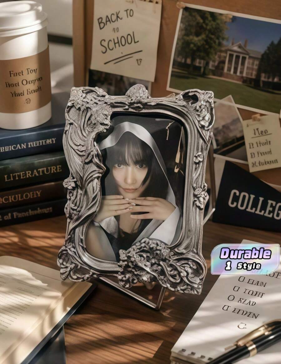 1pc Silver Resin & Metal Texture Photo Card Holder, Album, Photo Protector, Suitable Size: 6.5*9.5cm/2.56*3.74in, Back To School Photo - multicolor - View 1