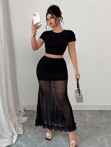 Elenzga Plus Size Women's Fashion Elegant Sexy Mermaid Skirt Suitable For Spring And Summer - Black - View 5