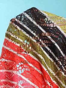 Swim Vcay Conjunto de 3 piezas de cubrebikini de tela de ganchillo estilo bohemio con cordón ajustable - Multicolor - Ver 5