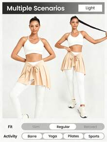 Menodora SHEIN Sport Menodora SHEIN Sport 女款素色極簡主義繫帶運動裙外罩裙 - 卡其色 - 查看 6