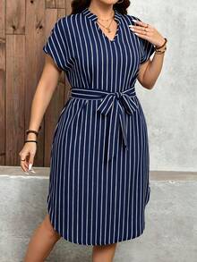 Comfylo Vestido a rayas de talla grande adecuado para el verano - Multicolor - Ver 1
