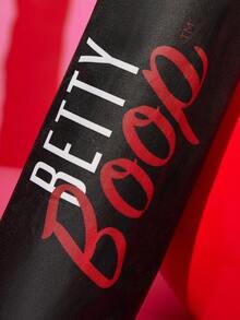 Betty Boop x SHEIN 1把卡通角色圖案印花雨傘，防曬塗層，防曬指數50+，適合學校、工作、外出和日常使用，專為大學生、高中生、男女設計，櫻桃、性感、俏皮、甜美 - 黑紅色 - 查看 7