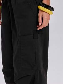 ACID BLVD Streetwear Parachute Cargo Denim Jeans - Black - View 8
