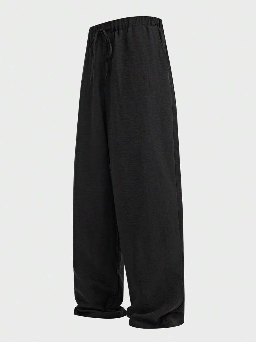 EASEVO Pantalones casuales versátiles de unicolor para hombres de talla grande - Negro - Ver 1