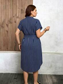 Comfylo Vestido a rayas de talla grande adecuado para el verano - Multicolor - Ver 2