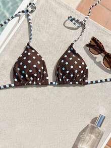 Swim Vcay Women's Swimwear Top Beachwear Reversible Polka Dot & Striped Triangle Bikini Top - Multicolor - View 3