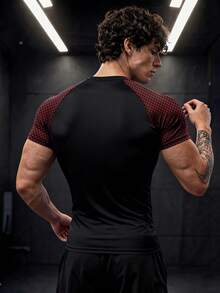 Gym Rark 男士圓領拼色休閒百搭日常旅行運動短袖T恤，健身房適用 - 彩色 - 查看 2