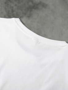 Manfinity Homme Men's Slogan Print Round Neck Casual Wide Shoulder Tank Top - White - View 6