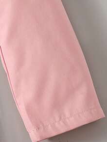SHEIN Tween Girl Tween Girl Tween Girl Back To School Outfit, Fitted Pink Patchwork Long Sleeve Collared Vintage Preppy Exquisite Jacket Set, Casual Preppy Style - Pink - View 6
