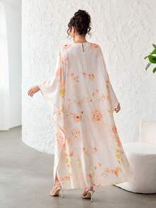 Yasveil Spring & Summer V-Neck Fashionable Romantic Vacation Style Batwing Sleeve Dress - Multicolor - View 2