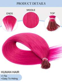 30g I Tip Hair Extensions Human Hair,Rose Red Party Colors,10-18inch,Real Human Hair Easy To Style Volume & Length On Thin Hair,Long-Lasting Secure Reusable Perfect Beauty Gift Idea For Party,Cosplay,Festival - SRose Red - View 5