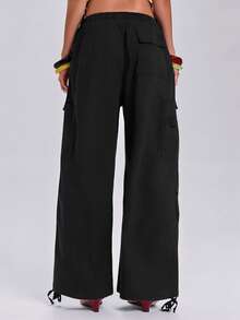 ACID BLVD Streetwear Parachute Cargo Denim Jeans - Black - View 6