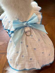 PETSIN 1件春夏爱心印花宠物连衣裙，可爱狗狗猫咪泰迪比熊博美犬适用 - 彩色 - 查看 21