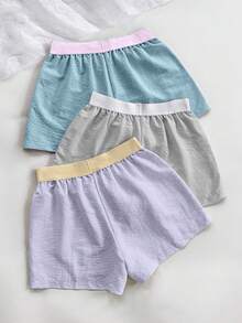 Lowkey Lull Set de 3 piezas de ropa de casa para mujer, shorts para dormir de estilo color block - Multicolor - Ver 2