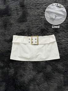 Attitoon Women's Solid Color Casual Versatile Daily Travel Skorts - White - View 2