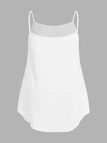 SHEIN EZwear 休閒極簡風黑白棕大尺碼細肩帶背心與背心上衣3件組，適合夏季 - 彩色 - 查看 6