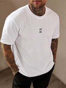 DAZY Men's White T-Shirt With Letter Embroidery Design Summer - White - View 6