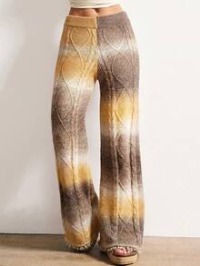 Bohemela Pantalon en tricot de câble torsadé dégradé vintage - Champagne - Voir 10