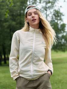 In My Nature Women's Long Sleeve Zipper Placket Outdoor Windbreaker Jacket - Apricot - View 4