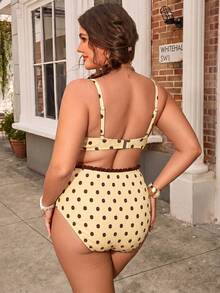 Swim Mod Women's Sweet Spring/Summer V-Neck Spaghetti Strap Fruit Print Plus Size Beach Vacation Swimsuit Set - Multicolor - View 2