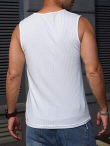 DAZY Men's White V-Neck Slim Fit Tank Top, Summer - White - View 2