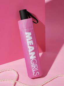 Mean Girls | SHEIN 1件裝 Logo 印花雨傘，UPF 50+ 防曬，適用於學校、工作、戶外與日常使用，為大學生、高中生、男女設計，Burn Book - 粉色 - 查看 6