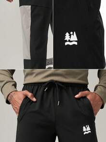 SHEIN In My Nature 男士字母圖形翻蓋口汗布褲，適用於登山服裝 - 彩色 - 查看 6