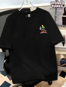 Looney Tunes X Manfinity Daypath Kaos Pria Kasual Motif Kartun Kerah Bulat Lengan Pendek, Musim Panas - Hitam - View 1