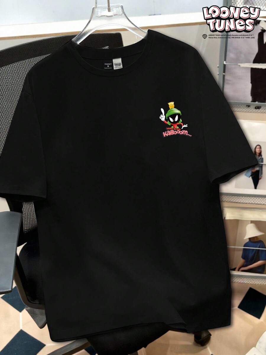 Looney Tunes X Manfinity Daypath Kaos Pria Kasual Motif Kartun Kerah Bulat Lengan Pendek, Musim Panas - Hitam - View 1