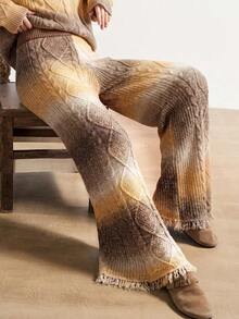 Bohemela Pantalon en tricot de câble torsadé dégradé vintage - Champagne - Voir 8